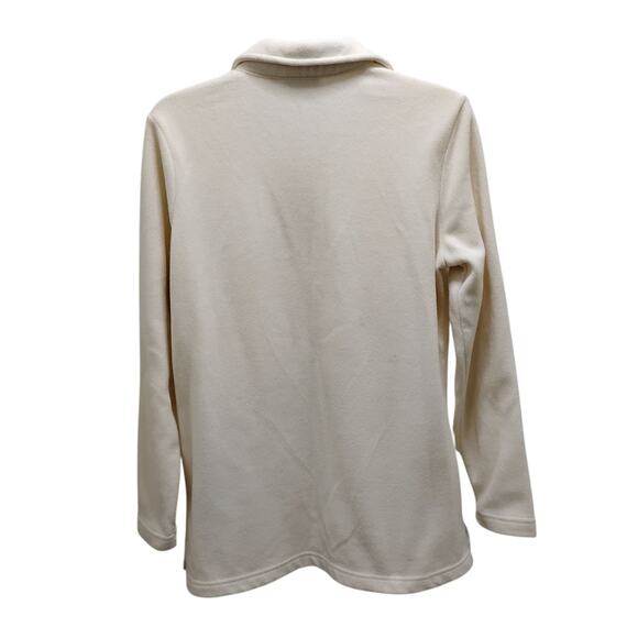 🎄Denim & Co 2 Fleece Button Up Shirt S Red White Cozy Top Shacket Bundle ❤️🤍 - Picture 5 of 16